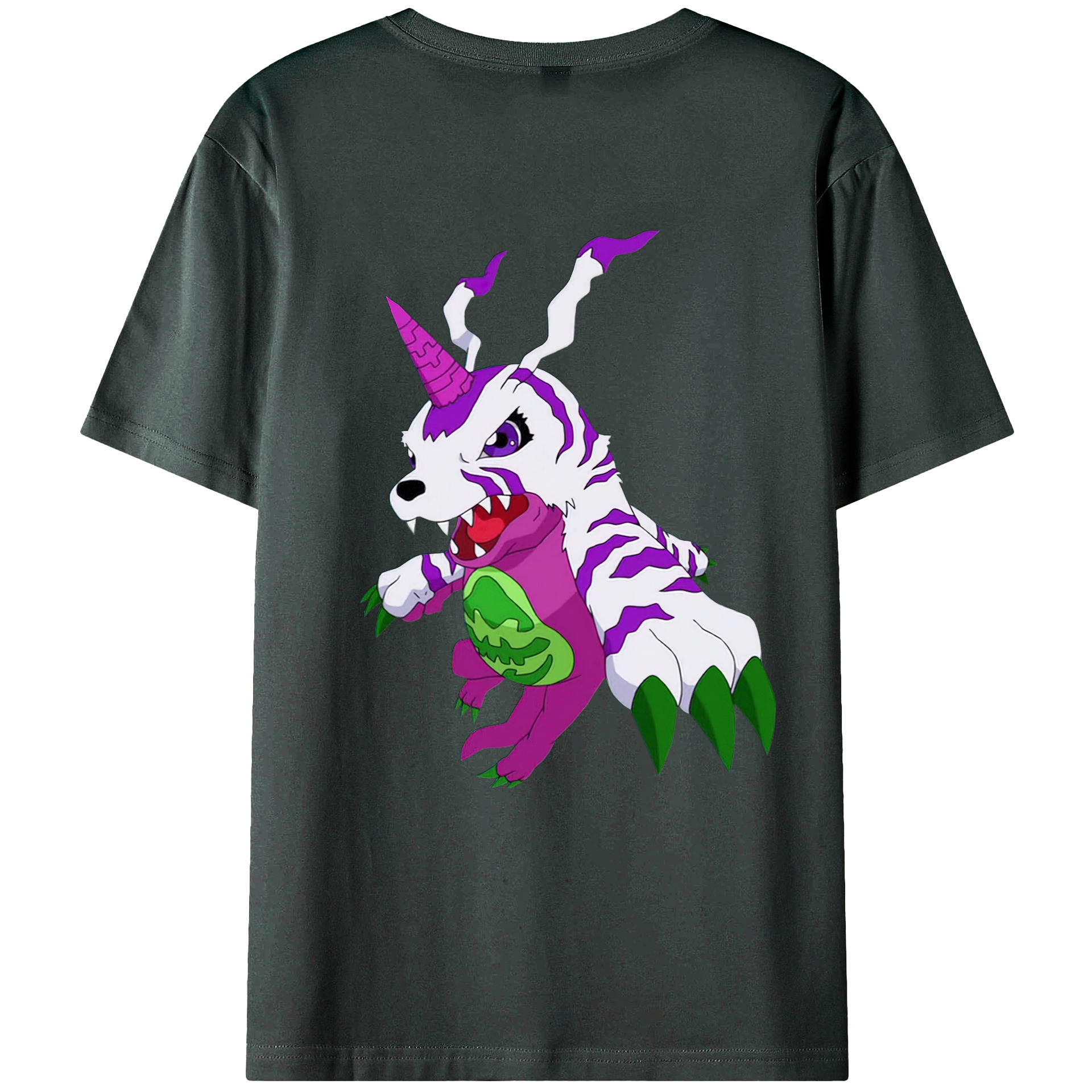 （画像用） Digimon デジタルモンスター/デジモン 綿100％ メンズ半袖Tシャツ（バックプリント） 通気性